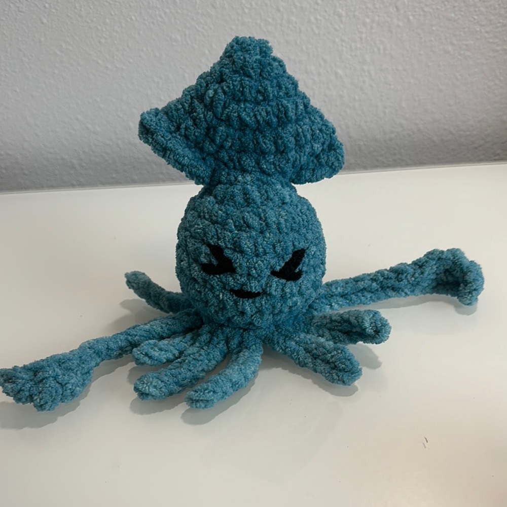 Blue Crocheted Baby Squid
